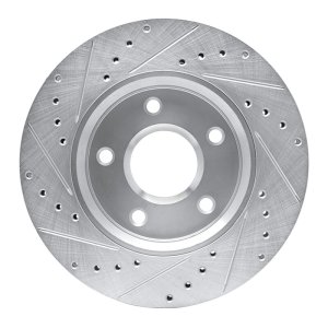Chrysler Town & Country Brake Rotor (1) - Front Right - R1 Concepts - Drilled & Slotted - Silver - `08-`16